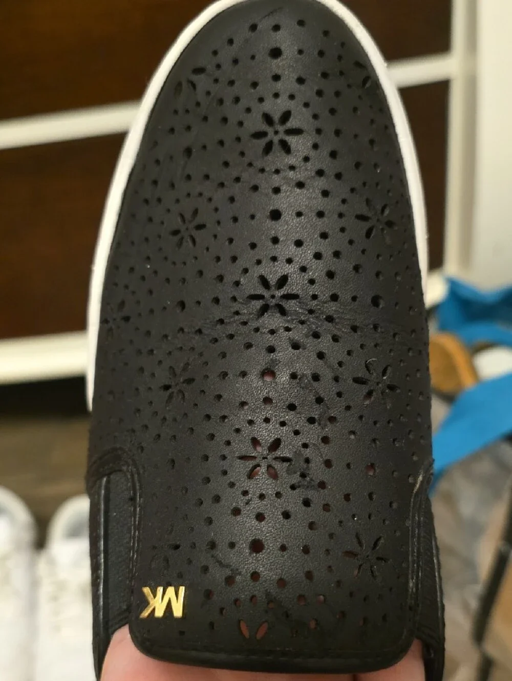 Michael Kors Womens Black Perforated Slip-On Sneakers